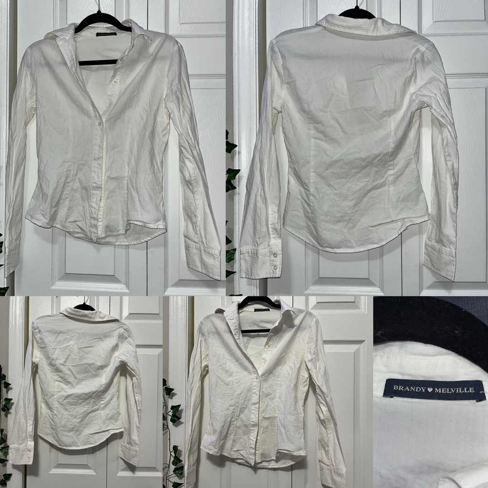 Brandy Melville White Button-Up Shirt